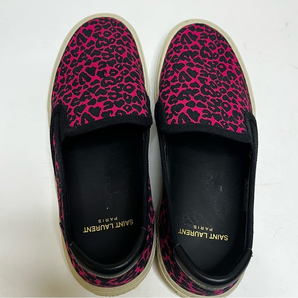 Saint Laurent Venice Fuchsia Pink & Black Leopard Slip-On Shoes Size 38.5 (8.5) - Picture 10 of 15